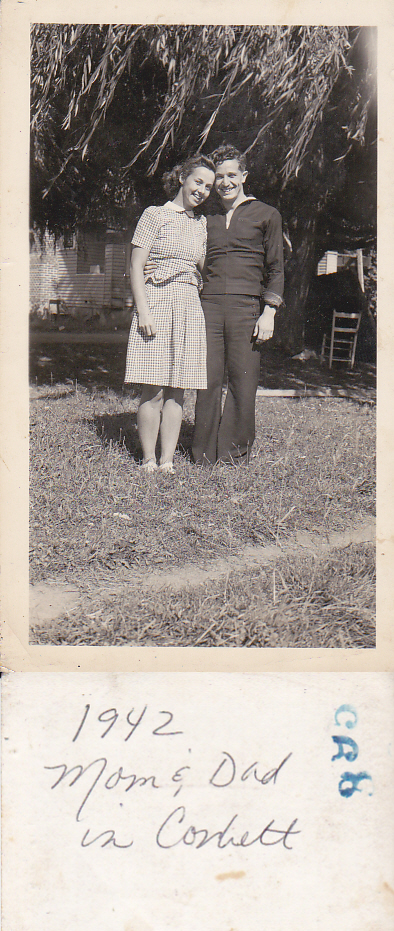 Mom and dad in Corbett, 1942